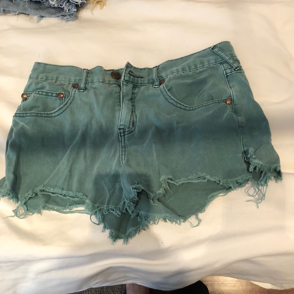 Green free people shorts